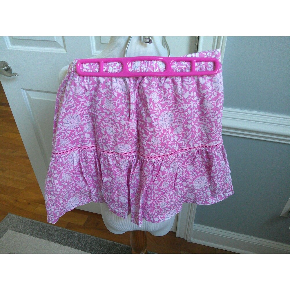 Vineyard Vines Girls Lined Pink Floral Full  Skirt, Elastic Waist  Size  Lg 14